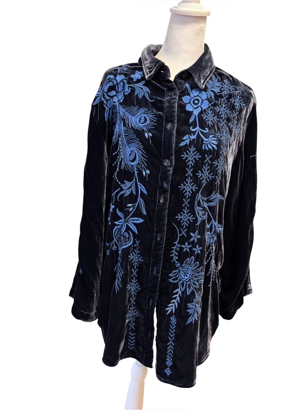 Johnny Was Embroidered Velvet Blouse – Size M